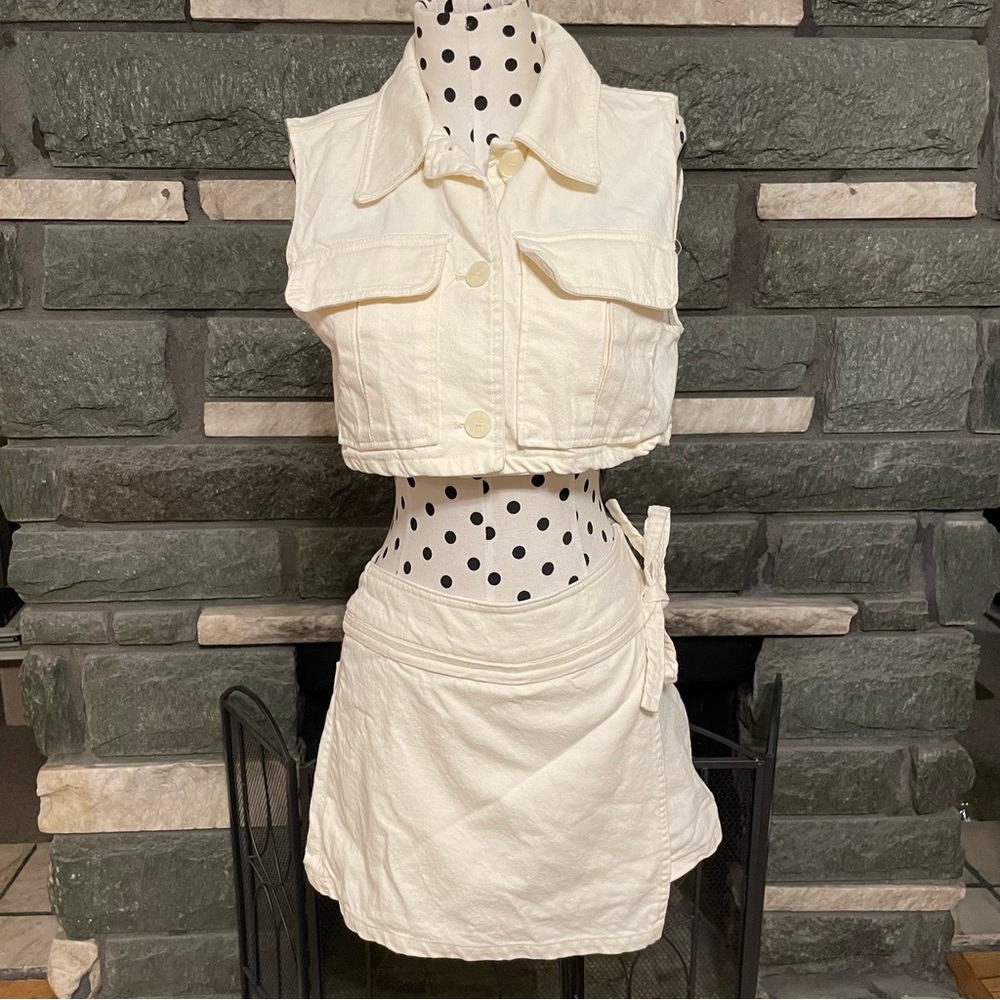 Zara Denim Cropped Vest and Skort